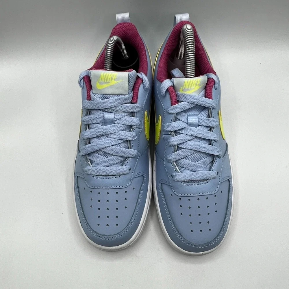 Nike Court Borough 2 Low -6Y Cobalt Bliss and Light Lemon Twist Youth Size 4.5 Y